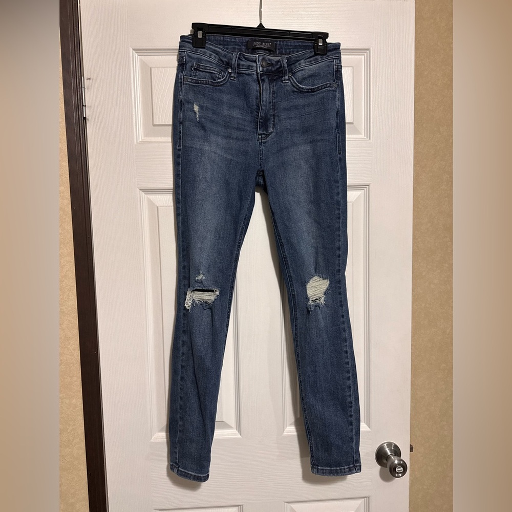 Judy Blue Dark Blue Distressed Skinny Jeans